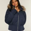 Faux Fur Trim Puffer Bomber Jacket Faux Fur Trim Puffer Bomber Jacket