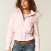 Faux Fur Trim Puffer Bomber Jacket Faux Fur Trim Puffer Bomber Jacket