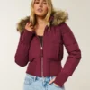 Faux Fur Trim Puffer Bomber Jacket Faux Fur Trim Puffer Bomber Jacket