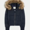 Faux Fur Trim Puffer Bomber Jacket Faux Fur Trim Puffer Bomber Jacket