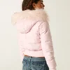 Faux Fur Trim Puffer Bomber Jacket Faux Fur Trim Puffer Bomber Jacket
