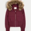 Faux Fur Trim Puffer Bomber Jacket Faux Fur Trim Puffer Bomber Jacket