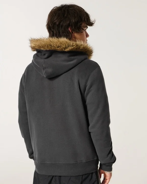 Faux Fur Trim Zip-Up Big Sur Graphic Hoodie Faux Fur Trim Zip-Up Big Sur Graphic Hoodie
