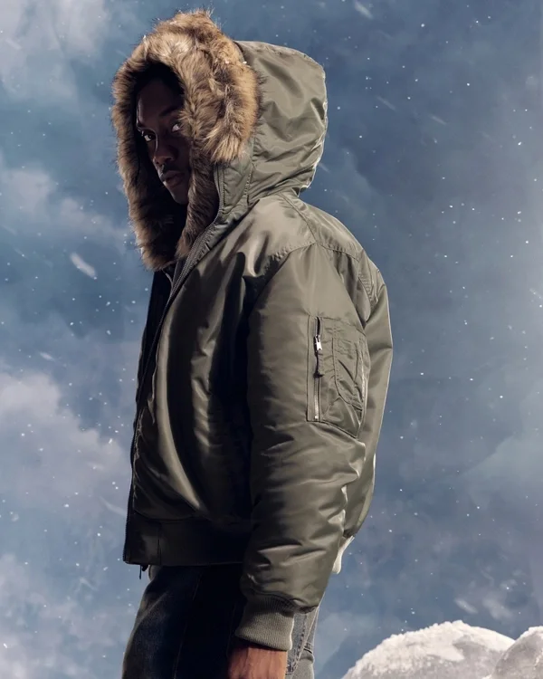 Faux Fur Trim Zip-Up Bomber Jacket Faux Fur Trim Zip-Up Bomber Jacket