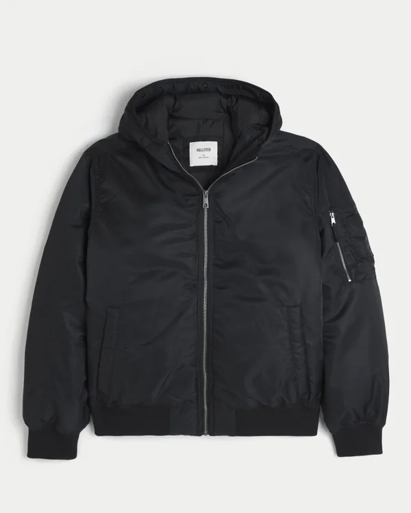 Faux Fur Trim Zip-Up Bomber Jacket Faux Fur Trim Zip-Up Bomber Jacket