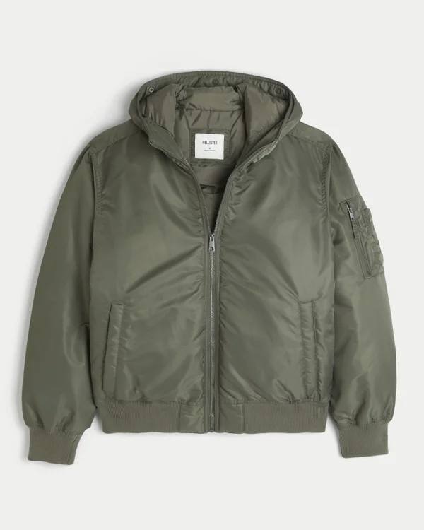 Faux Fur Trim Zip-Up Bomber Jacket Faux Fur Trim Zip-Up Bomber Jacket