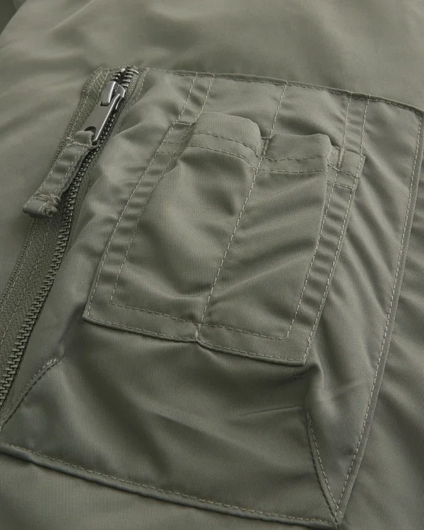 Faux Fur Trim Zip-Up Bomber Jacket Faux Fur Trim Zip-Up Bomber Jacket