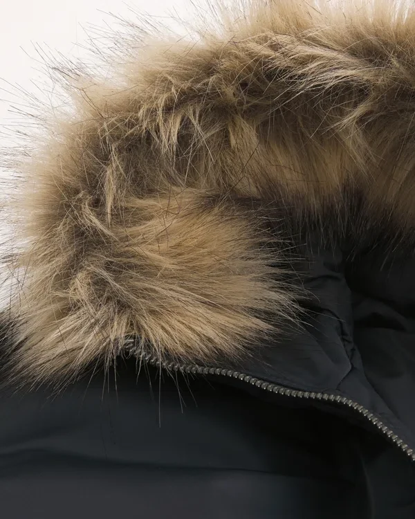 Faux Fur Trim Zip-Up Bomber Jacket Faux Fur Trim Zip-Up Bomber Jacket