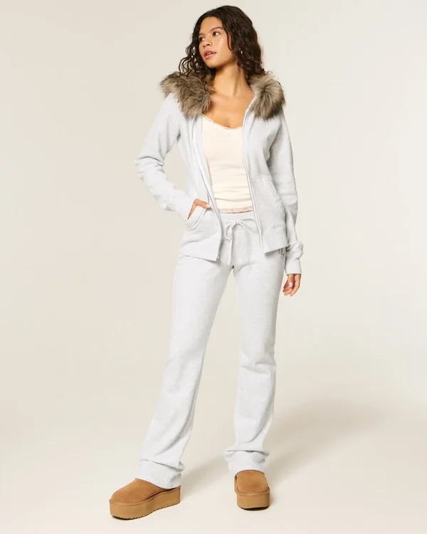 Faux Fur Trim Zip-Up Hoodie Faux Fur Trim Zip-Up Hoodie