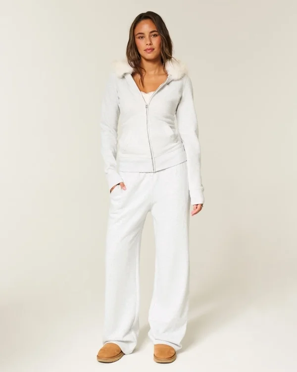 Faux Fur Trim Zip-Up Hoodie Faux Fur Trim Zip-Up Hoodie