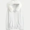 Faux Fur Trim Zip-Up Hoodie Faux Fur Trim Zip-Up Hoodie