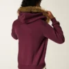 Faux Fur Trim Zip-Up Logo Graphic Hoodie Faux Fur Trim Zip-Up Logo Graphic Hoodie