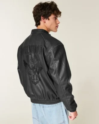 Faux Leather Hollywood Graphic Jacket
