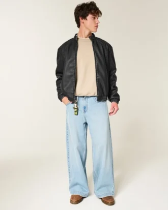 Faux Leather Hollywood Graphic Jacket