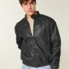 Faux Leather Hollywood Graphic Jacket