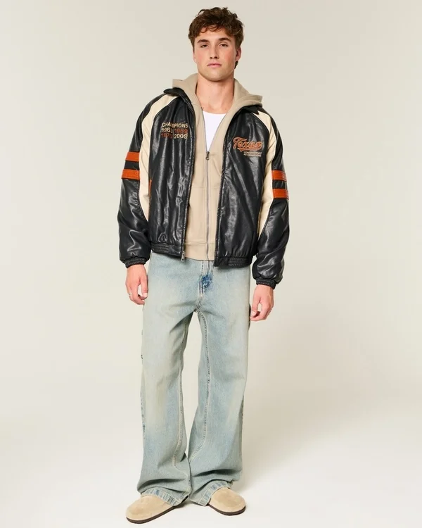 Faux Leather University of Texas at Austin Longhorns Graphic Jacket Faux Leather University of Texas at Austin Longhorns Graphic Jacket