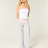 Foldover Waist Knit Flare Pants