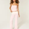 Foldover Waist Knit Flare Pants