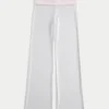 Foldover Waist Knit Flare Pants