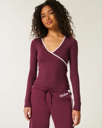 Gilly Hicks Active Tipped Wrap Top