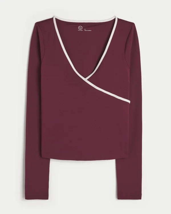 Gilly Hicks Active Tipped Wrap Top Gilly Hicks Active Tipped Wrap Top