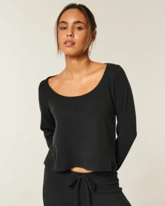 Gilly Hicks Always Cozy Waffle Long-Sleeve Scoop Top