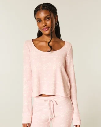 Gilly Hicks Always Cozy Waffle Long-Sleeve Scoop Top