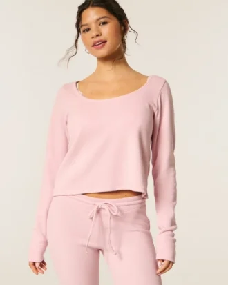 Gilly Hicks Always Cozy Waffle Long-Sleeve Scoop Top