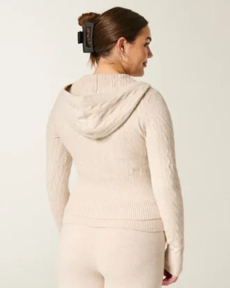 Gilly Hicks Cable-Knit Zip-Up Hoodie Sweater