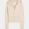 Gilly Hicks Cable-Knit Zip-Up Hoodie Sweater
