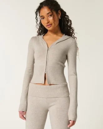 Gilly Hicks Cozy Sweater-Knit Zip-Up Hoodie