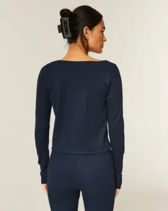 Gilly Hicks Cozy Waffle Long Sleeve Scoop Top