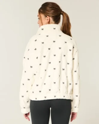 Gilly Hicks Embroidered Sherpa Zip-Up Sweatshirt