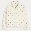 Gilly Hicks Embroidered Sherpa Zip-Up Sweatshirt