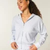 Gilly Hicks Relaxed Zip-Up Waffle Hoodie