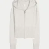 Gilly Hicks Scalloped Hem Zip-Up Hoodie Sweater