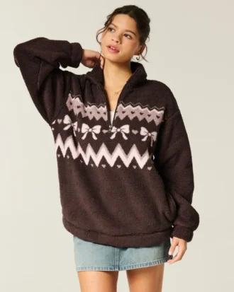 Gilly Hicks Sherpa Quarter-Zip Sweatshirt