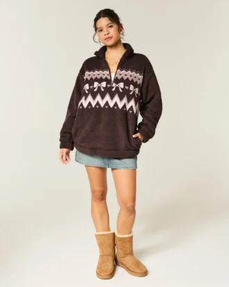 Gilly Hicks Sherpa Quarter-Zip Sweatshirt