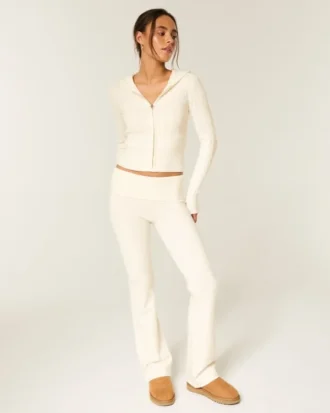 Gilly Hicks Sweater-Knit Foldover Bootcut Pants