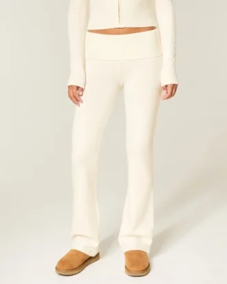 Gilly Hicks Sweater-Knit Foldover Bootcut Pants