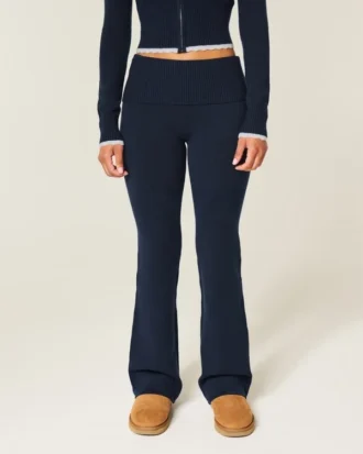 Gilly Hicks Sweater-Knit Foldover Bootcut Pants