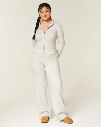 Gilly Hicks Sweater-Knit Foldover Straight Pants