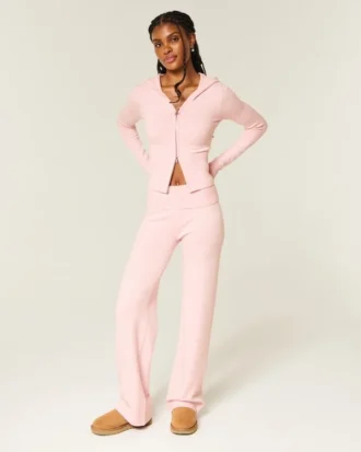 Gilly Hicks Sweater-Knit Foldover Straight Pants