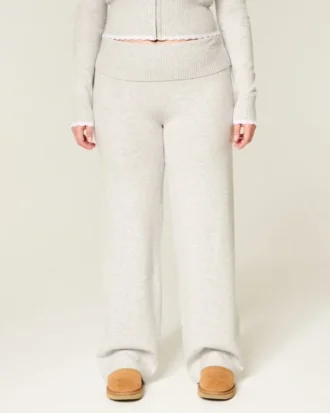 Gilly Hicks Sweater-Knit Foldover Straight Pants