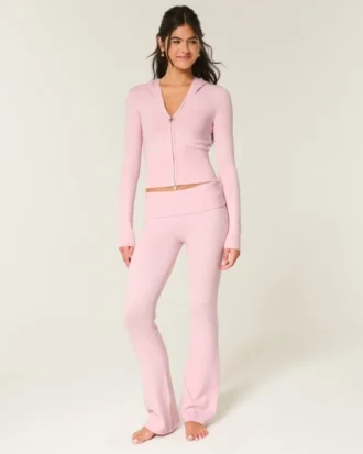 Gilly Hicks Sweater-Knit Foldover Waist Boot Pants