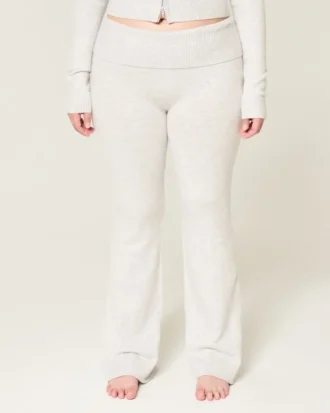 Gilly Hicks Sweater-Knit Foldover Waist Boot Pants