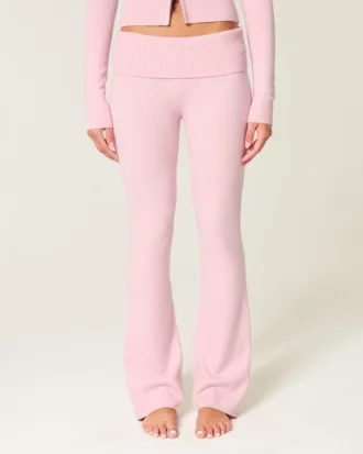 Gilly Hicks Sweater-Knit Foldover Waist Boot Pants