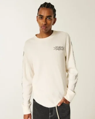 Graffiti Graphic Thermal Crew Shirt