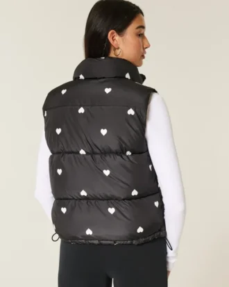 Heart Pattern Puffer Vest