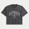Heavyweight Baggy Crop Detroit Graphic Football T-Shirt